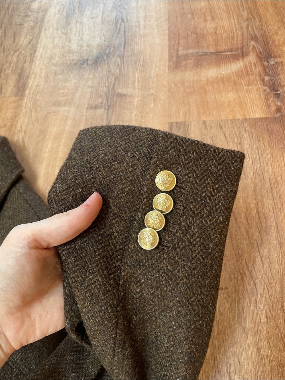J Crew Womens Willa Wool Blazer Size 12 Brown Gold Buttons Academia Preppy # - Picture 6 of 12